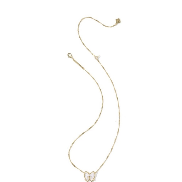 Kendra Scott Haley Bow Gold Short Pendant Necklace in White NEW - Picture 6 of 12